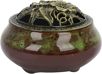 Amazon｜香炉 陶器 蓋付き お香立て セット 透かし香炉 おしゃれ